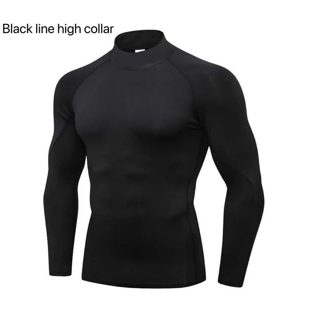 1pcs Men's Long-sleeved Thermal Underwear Male Thin Tight Fitting Fast Dry Elastic Fitness Tops Man Autumn Winter Sprots Wear