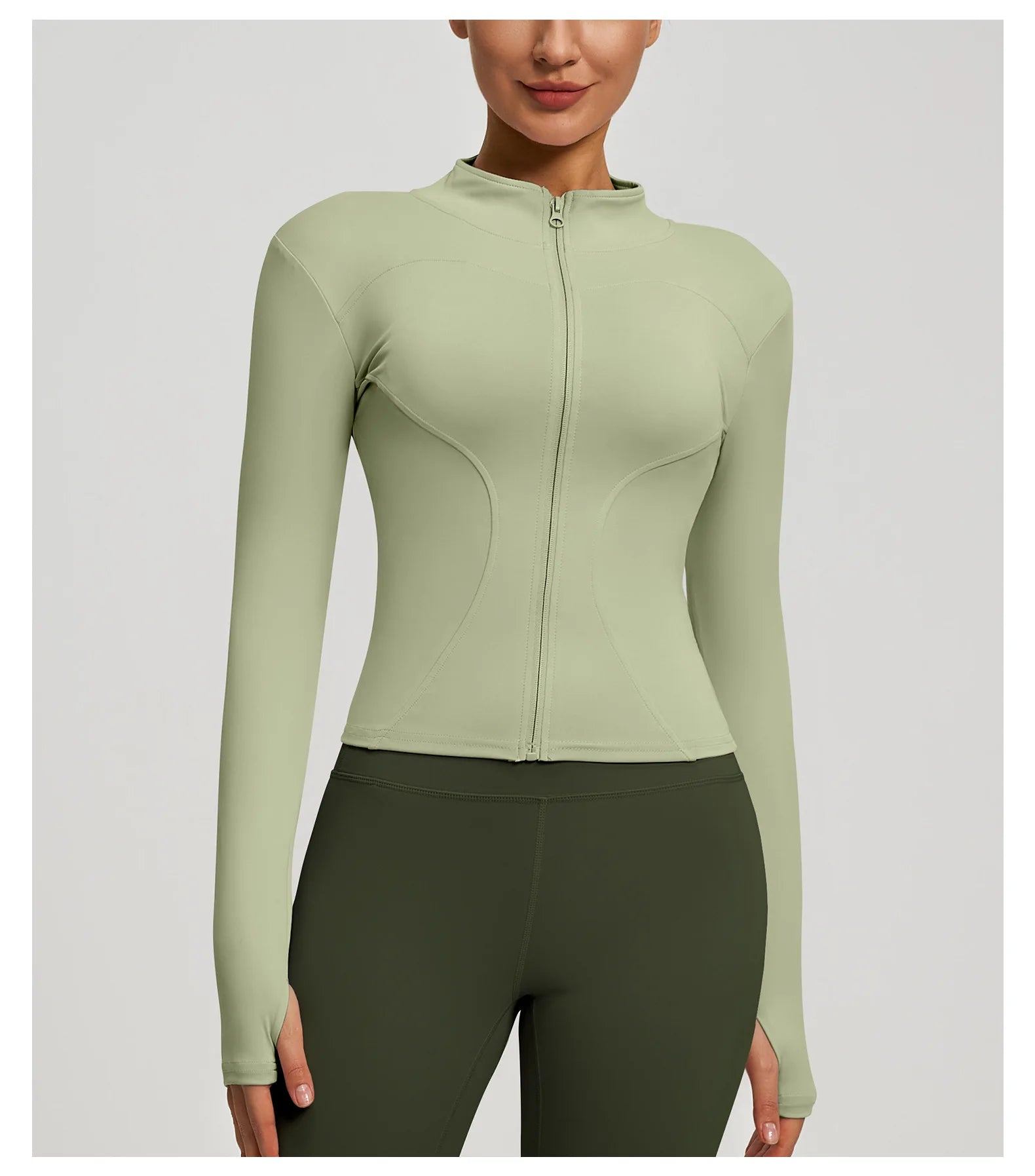 Slim Zipper Jacket Sports Jacket Women's Long Sleeved Tight Fitting Jacket Running Fitness Yoga Suit Top Peach Yoga Coat