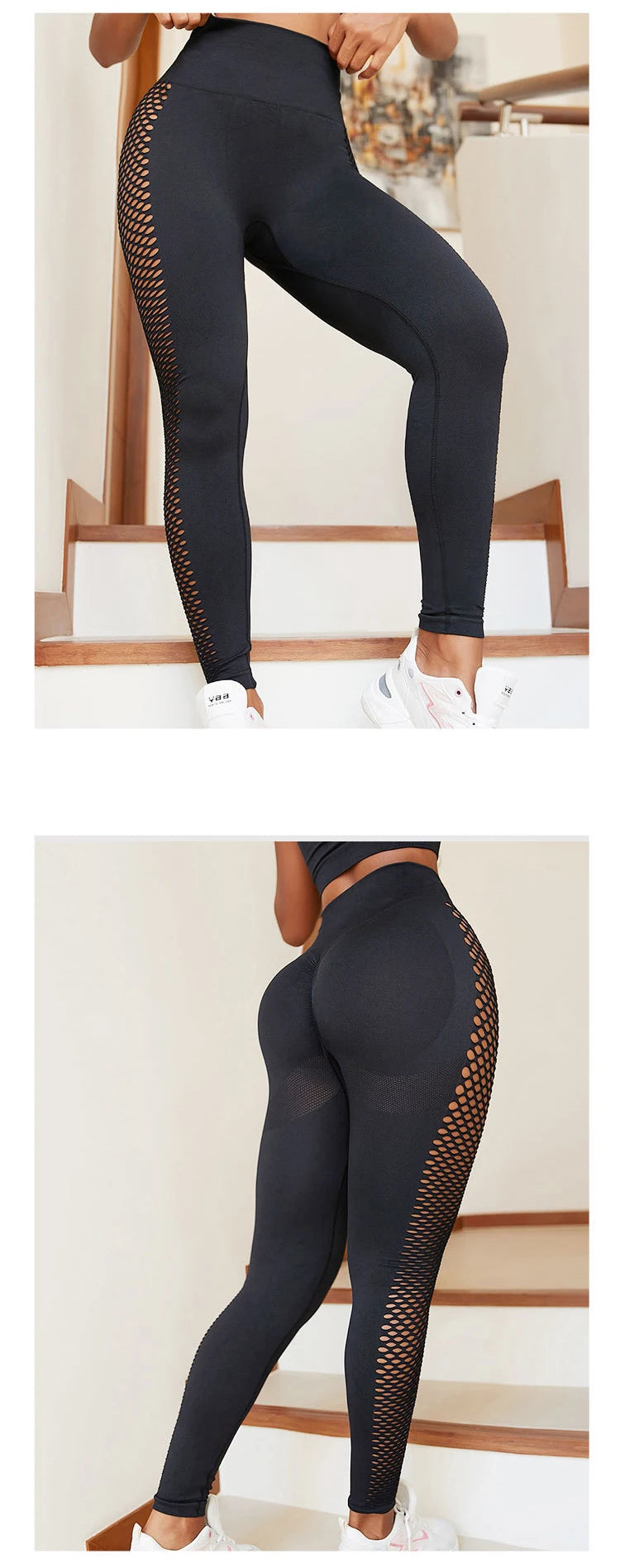 Women Push Up Yoga Leggings High Waist Seamless Fitness Legging Gym Black Mesh Run Workout  Sports Pants