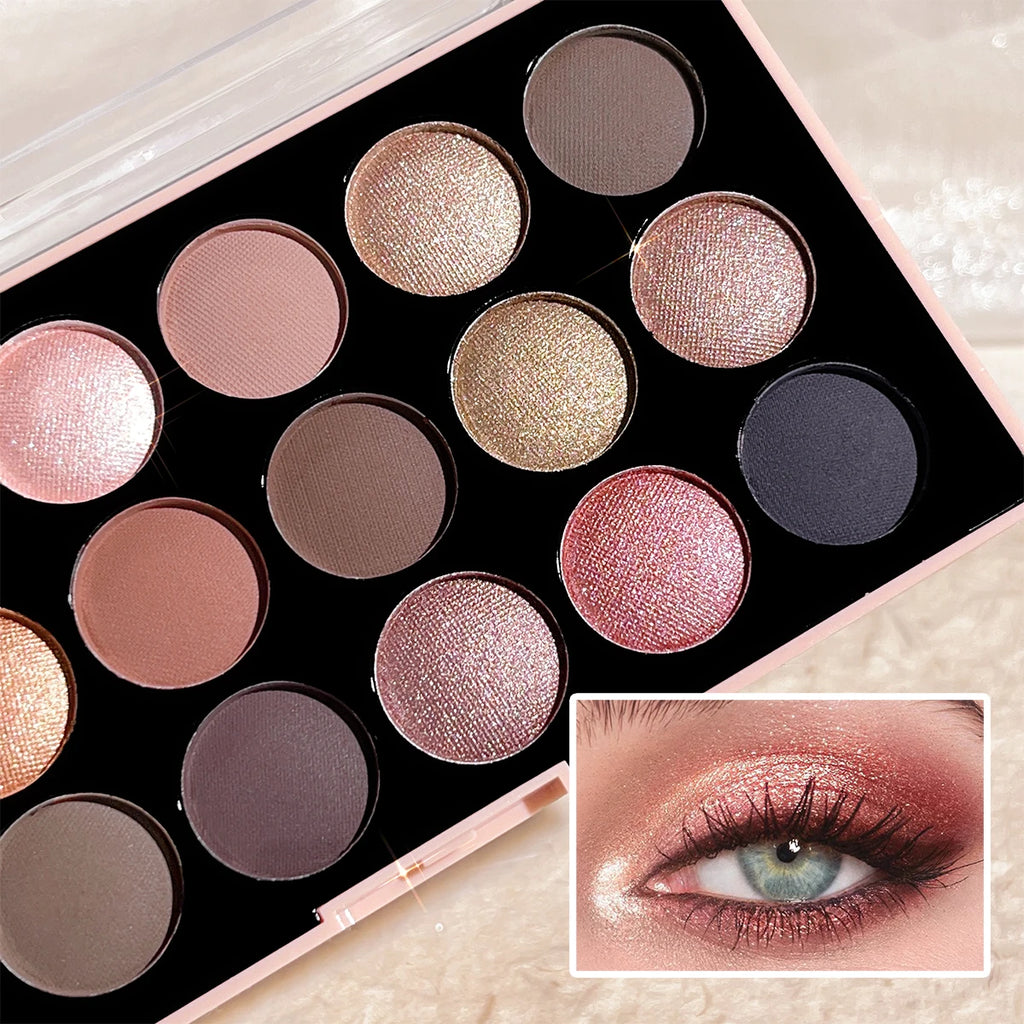18-color eyeshadow palette, earth tone, European and American eyeshadow, matte and shimmer, versatile makeup