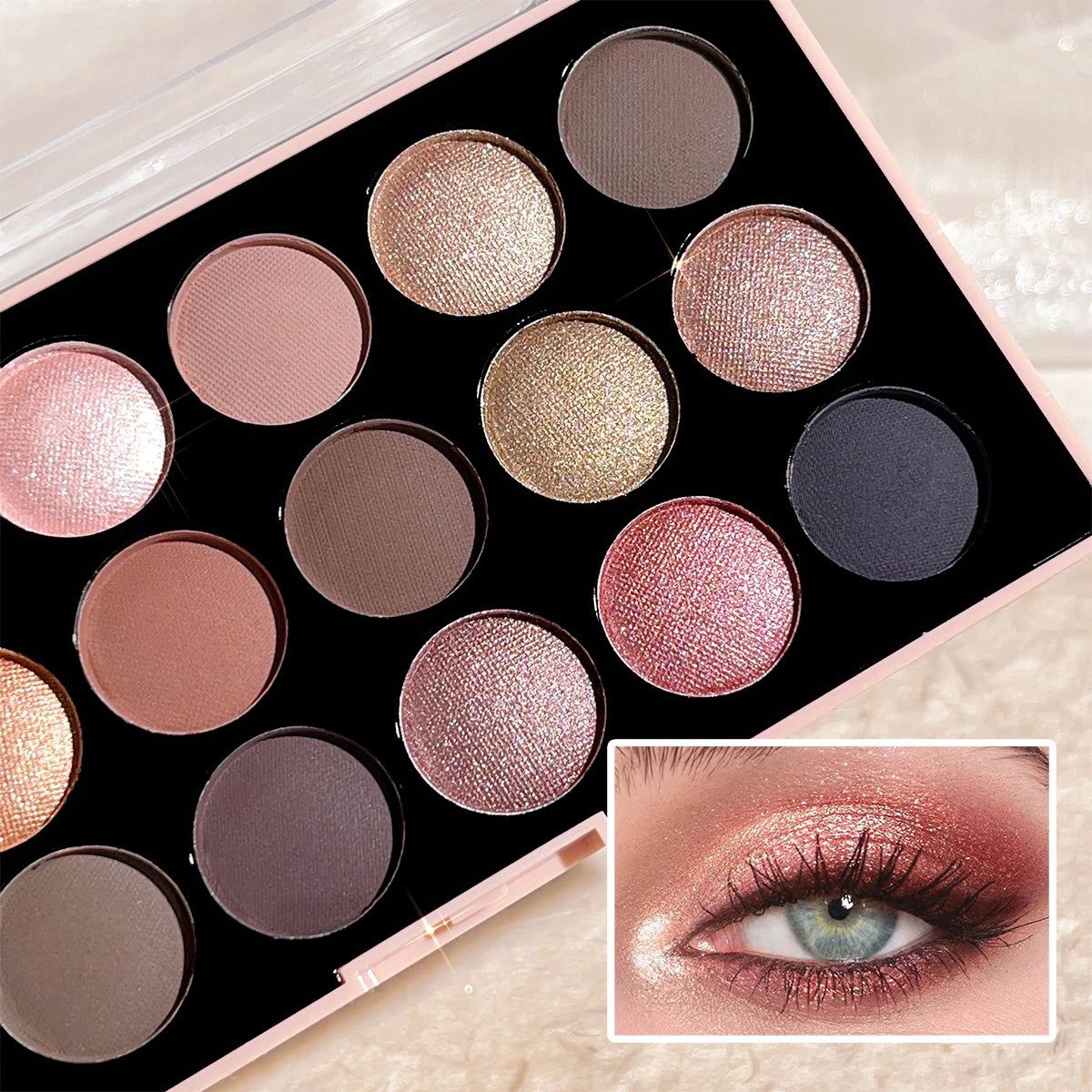 18-color eyeshadow palette, earth tone, European and American eyeshadow, matte and shimmer, versatile makeup