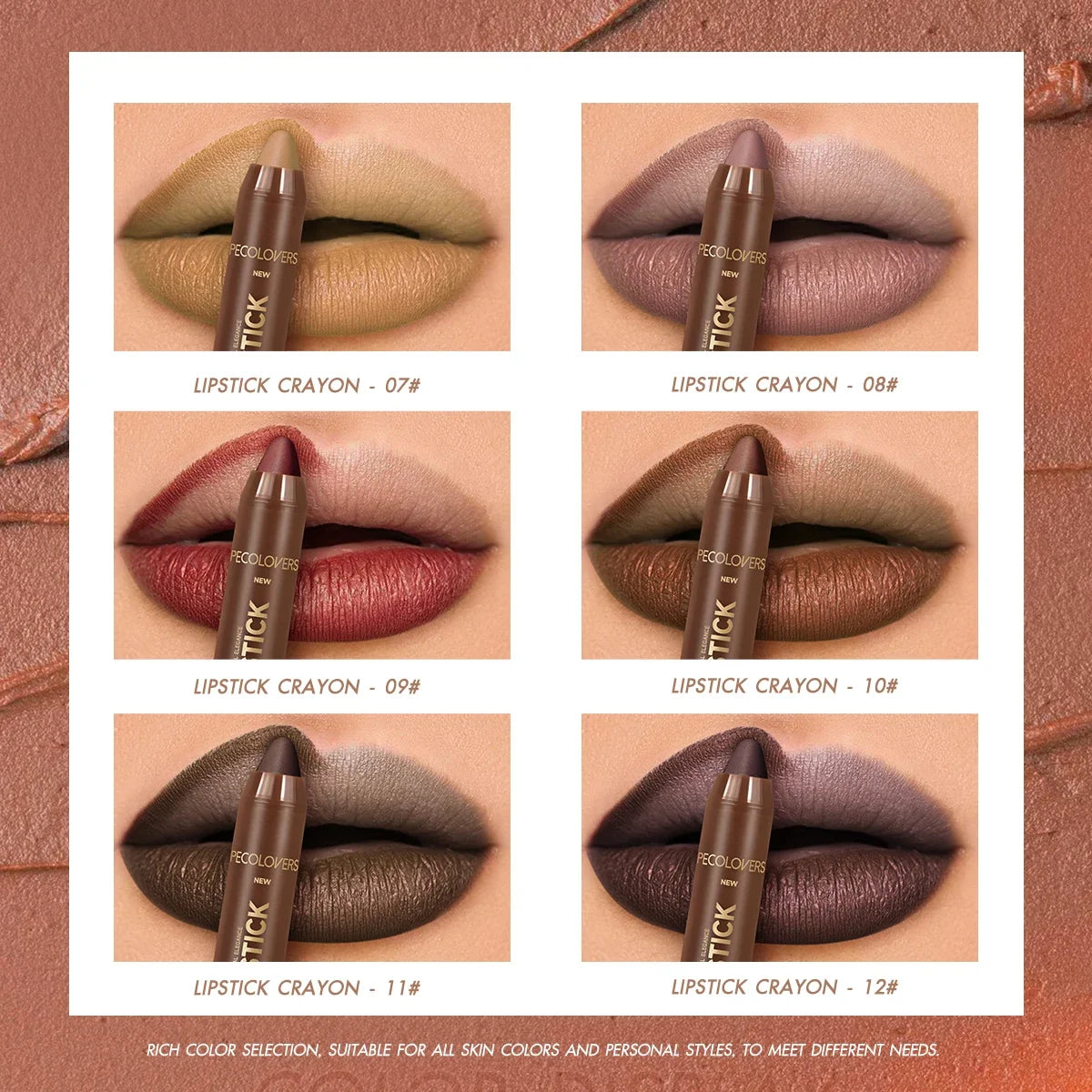 1PC Smooth Lipstick, Long Lasting, Waterproof, Color Rendering, Daily Use, Easy-Apply, Lip Makeup