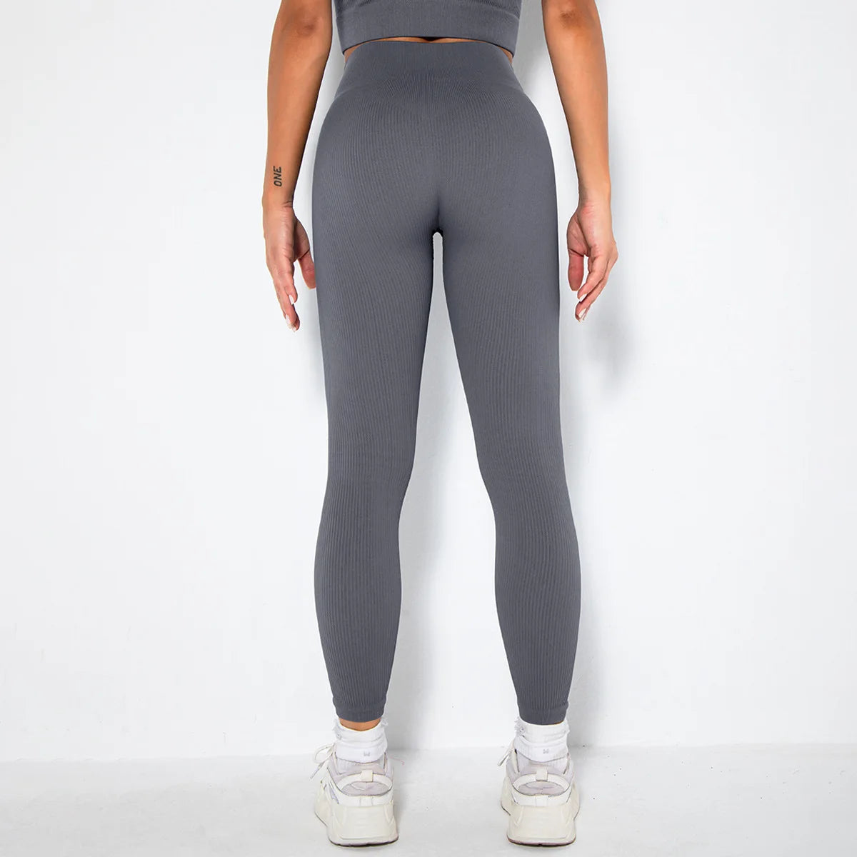 Seamless Ribbed Women Leggings Ladies High Waist Push Up Leggins Tight Striped Fitness Pants for Women Sport Gym Workout Pants
