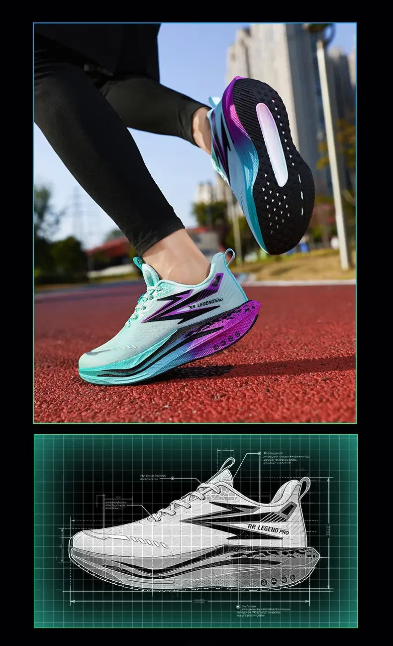 Sports and leisure shoes, men's shoes, marathon oversized air cushioned shoes, fly woven all season rubber, wear-resistant, anti