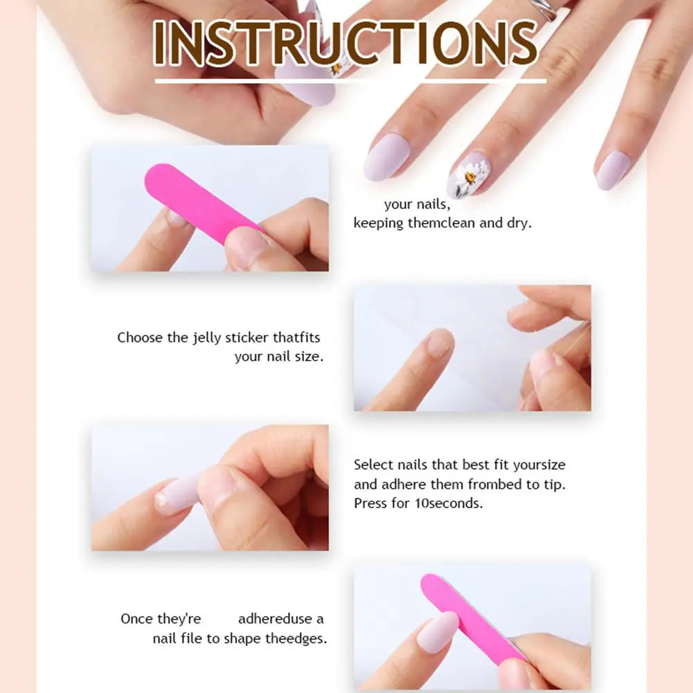 Summer Beach False Nails  Colorful Nails Sets With Pearl Flower Design Press On Nails Art Wearable Fake Nail