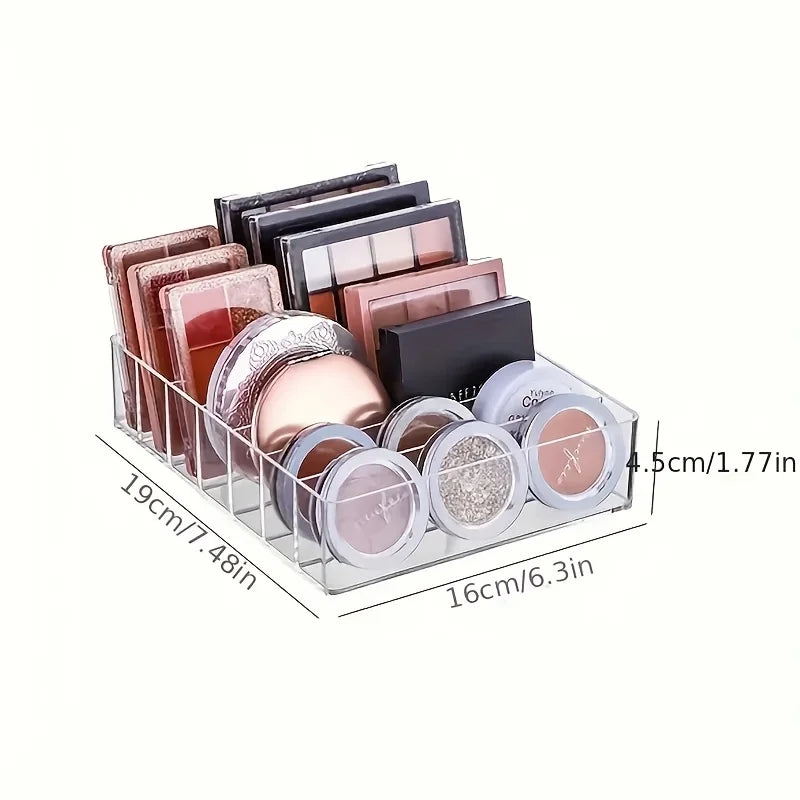 7 Slots Eyeshadow Palette Organizer Clear Acrylic Makeup Storage Rack Compact Powder Holder Drawer Divider for Cosmetics Bins