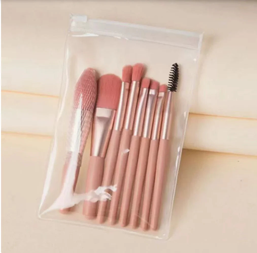 Makeup Brushes 8Pcs Set Travel Makeup Brush Kit with Bag Mini EyeShadow Foundation Loose Powder Blush Detail Brush Beauty Tools