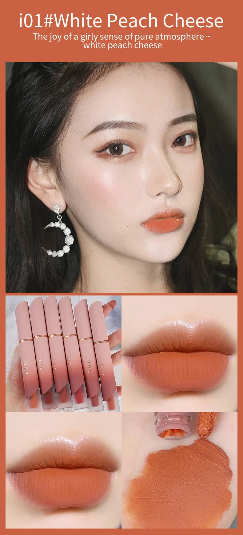 Dual-Use Liquid Matte Lipstick Lip Balm Pink Long-Lasting Non-Stick to Cup 6 Colors Available for Lip And Cheek Makeup
