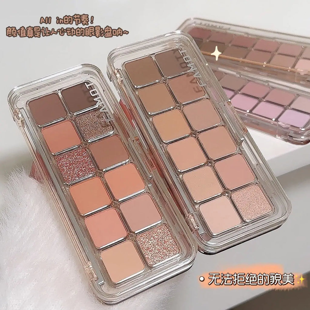 12-Color Low Saturation Matte Eyeshadow Palette Tea Apricot Earth Tones Long Lasting All-Matte Eye Makeup for Daily Use