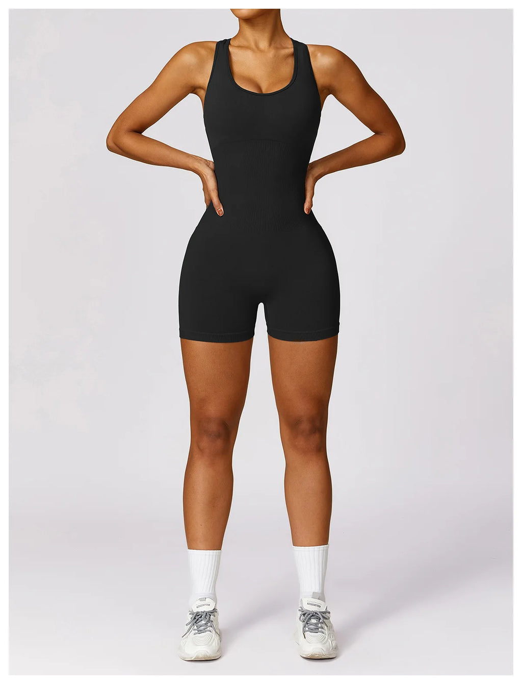 Seamless Gym Sport Short Jumpsuit Women Romper Hollow Backless Scrunch Sexy Monkeys One Piece Outfit Fitness Overalls Playsuit