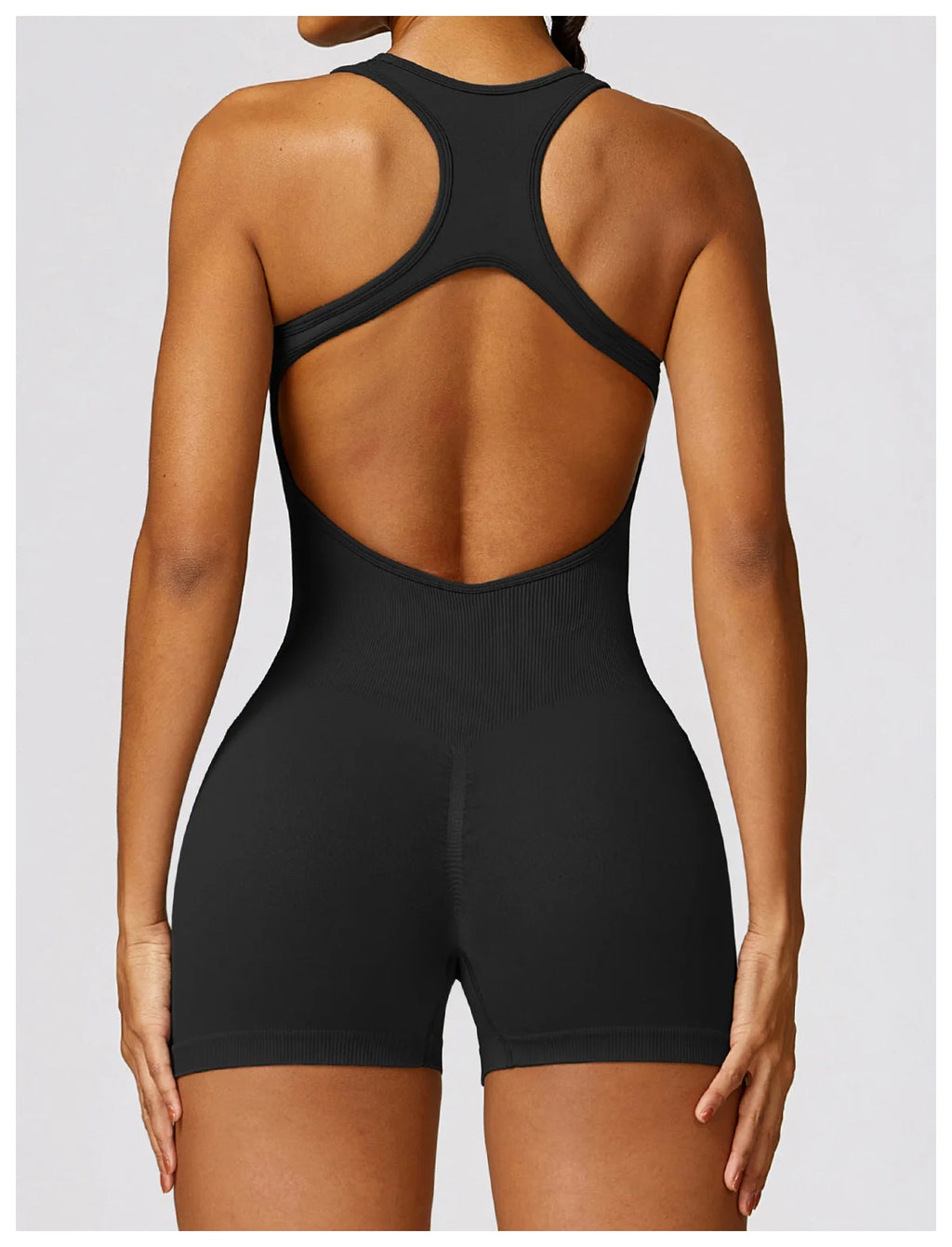 Seamless Gym Sport Short Jumpsuit Women Romper Hollow Backless Scrunch Sexy Monkeys One Piece Outfit Fitness Overalls Playsuit