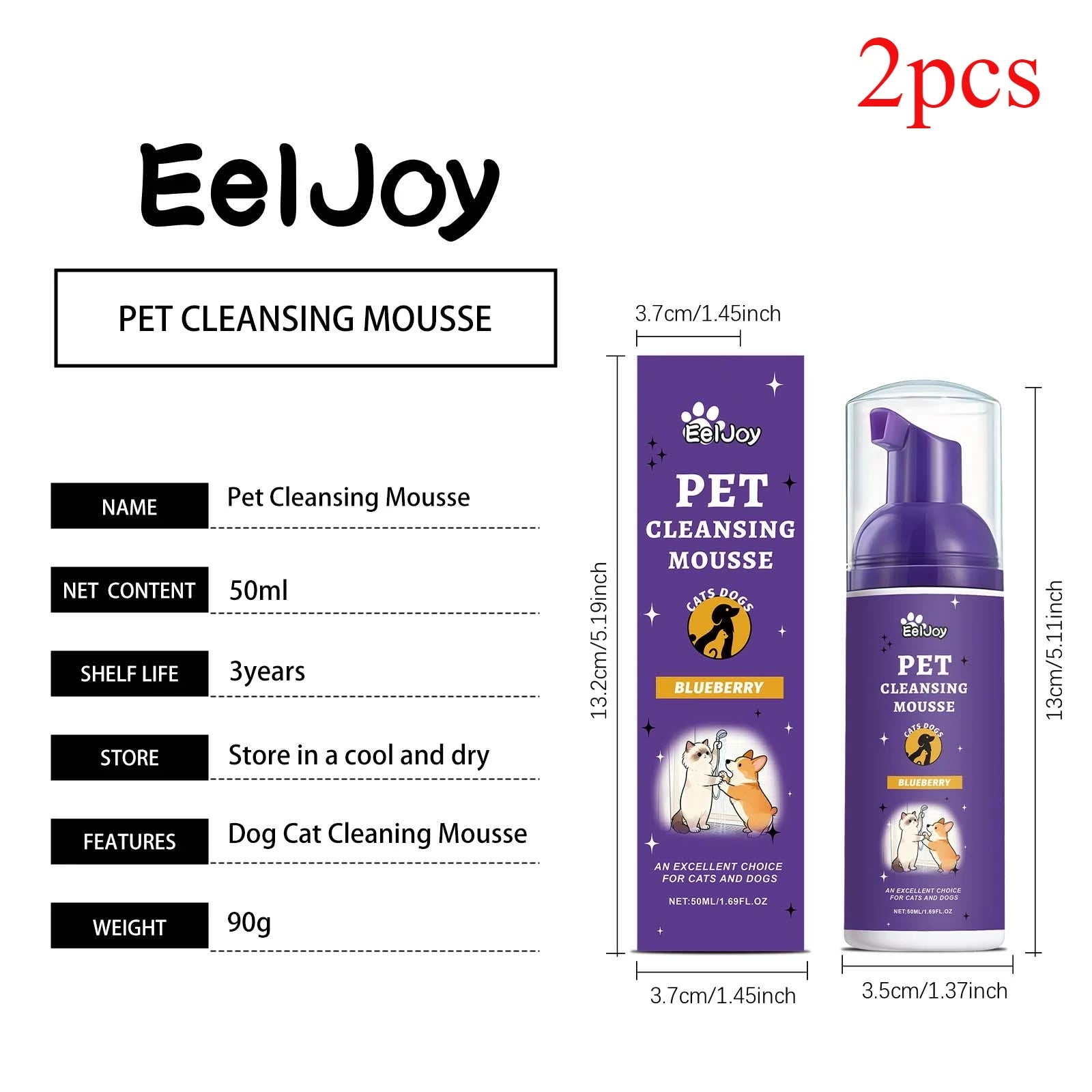 Pet Cleaning Mousse: Gentle cleaning removes odors and keeps pet fur smooth and shiny
