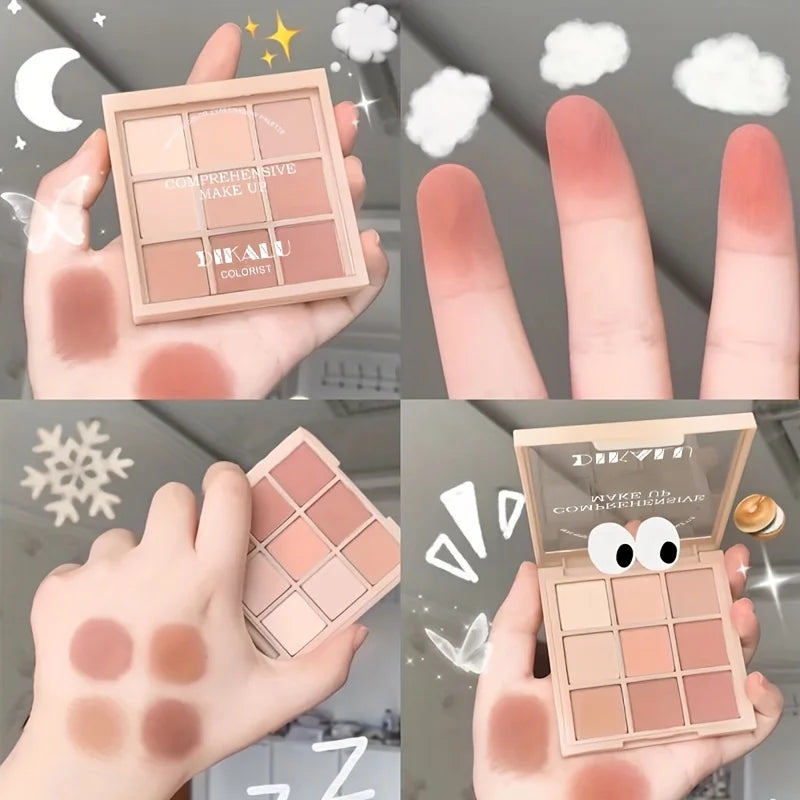 Multifunctional Eyeshadow Palette 9 Colors Various Shades Long Lasting Moisturizing Eye Shadow Palettes for Women Makeup Kit