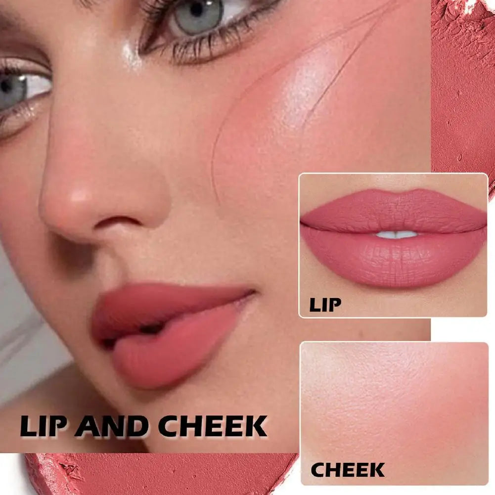 3-in-1 Multi-use Makeup Palette 3-Color Folding Matte Blush Tray Velvet Mousse Lip Mud for Cheeks Lips & Eyes Makeup
