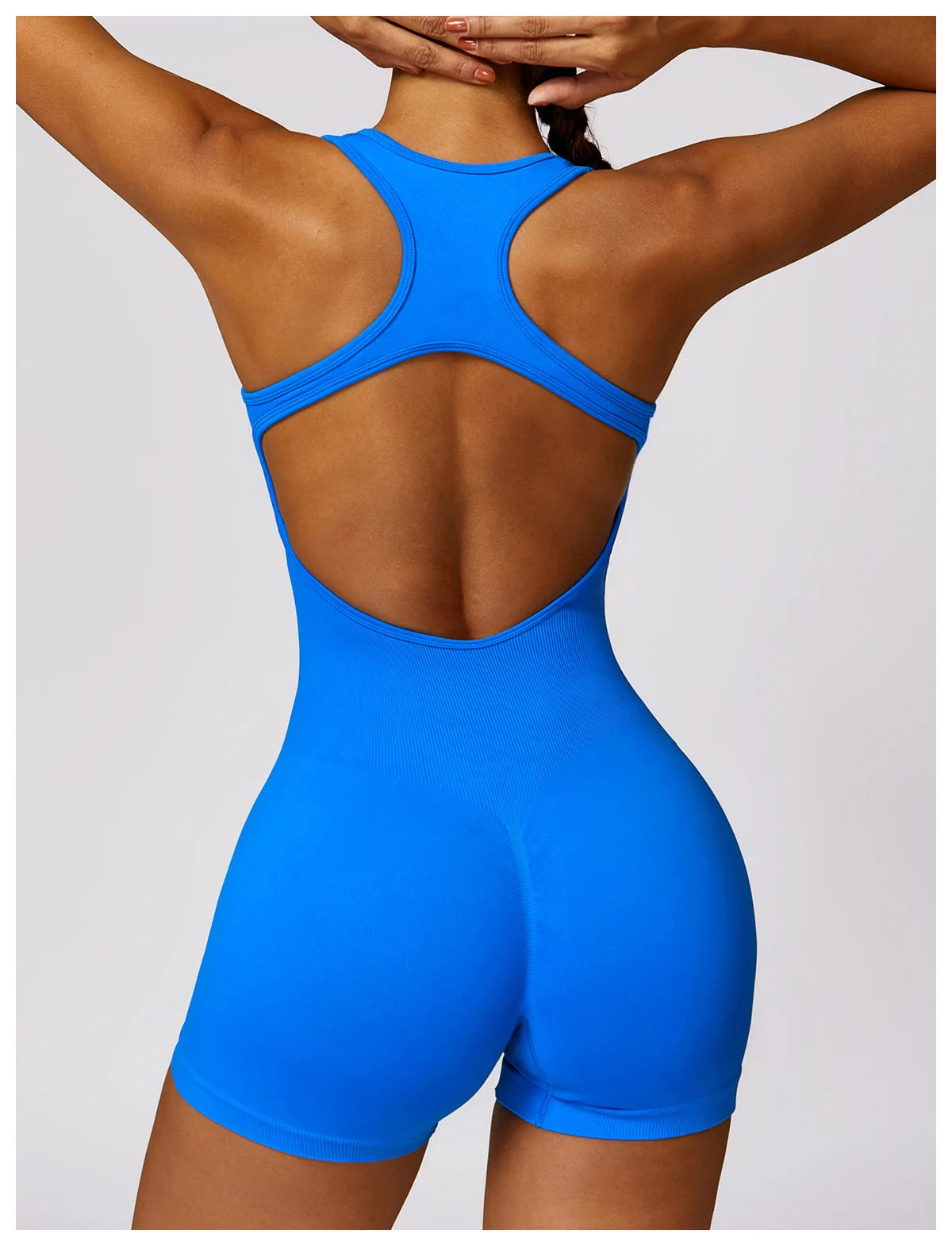 Seamless Gym Sport Short Jumpsuit Women Romper Hollow Backless Scrunch Sexy Monkeys One Piece Outfit Fitness Overalls Playsuit