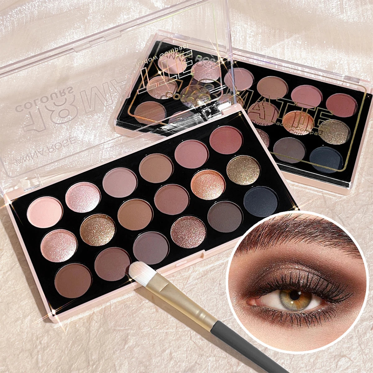 18-color eyeshadow palette, earth tone, European and American eyeshadow, matte and shimmer, versatile makeup