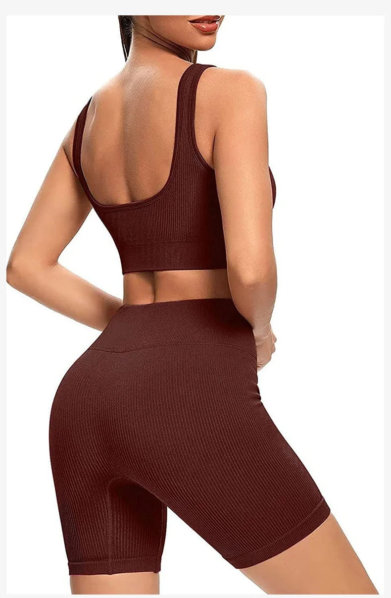 Women Sexy Fitness Yoga Bra Backless Navel Exposed Vest Seamless Thread Knit Solid Sports Bra Gym Outdoor Trainning Sports Bra