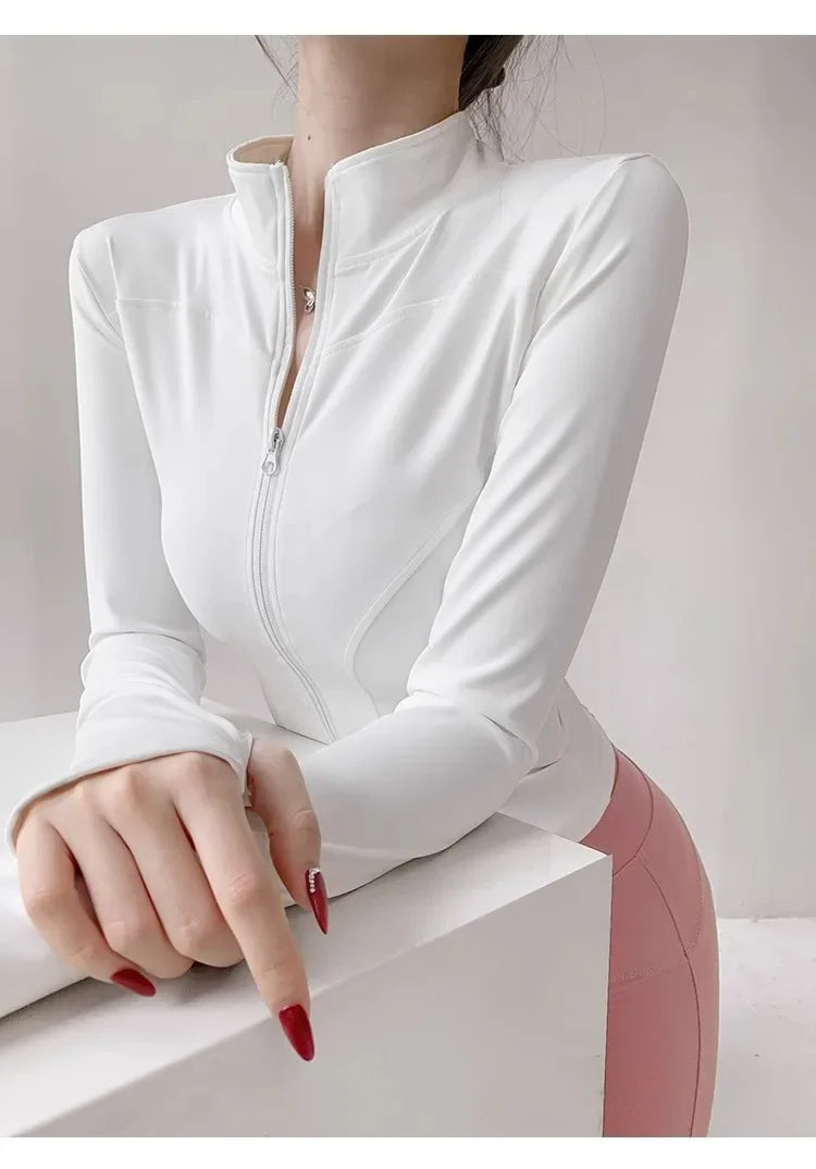 Sun Quick Drying Sports Coat Women's Tight Top Yoga Jacket Long Sleeve Zipper Jacket Running Fitness Women's Jacket S-3XL
