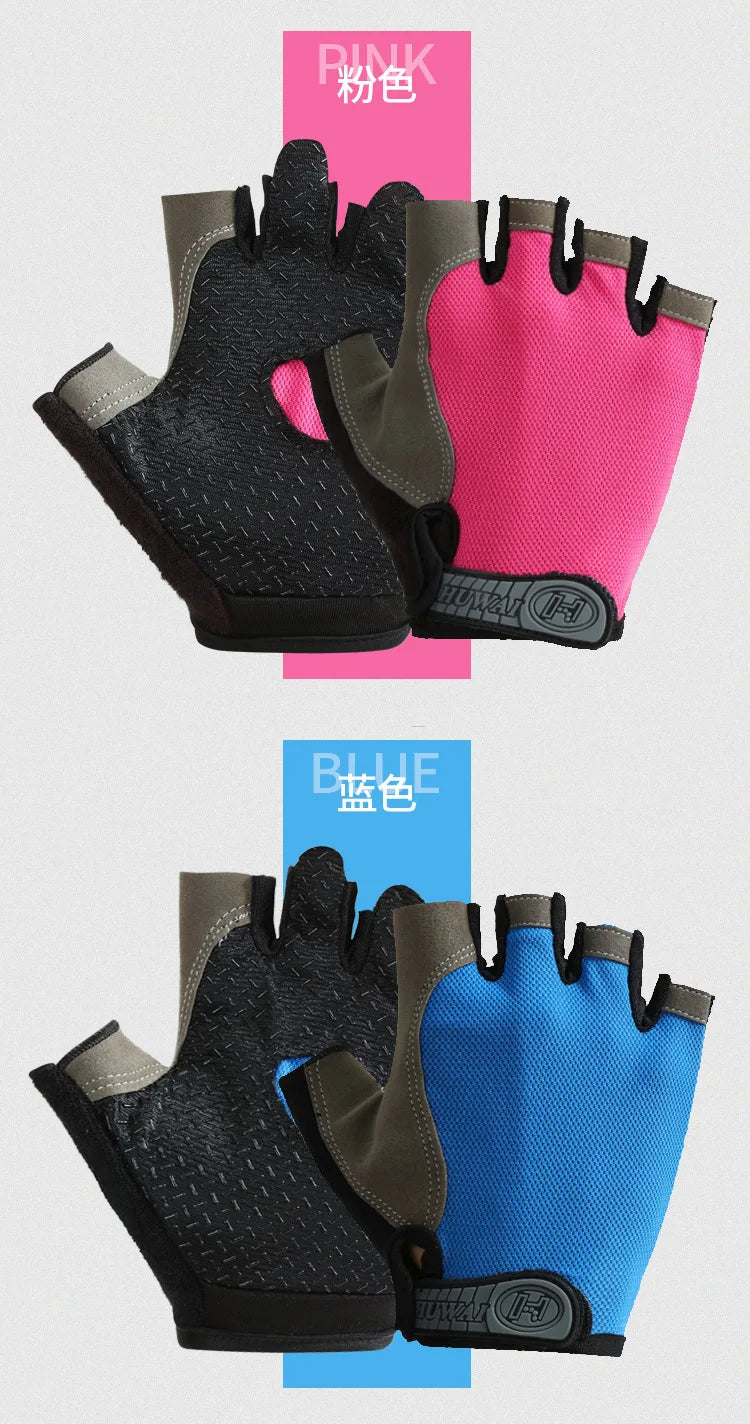 Non-slip Anti Half Finger Gloves Motorcycle Gloves elastic Shock Fitness Cycling Breathable Men Women Half Finger Gloves Bicycle