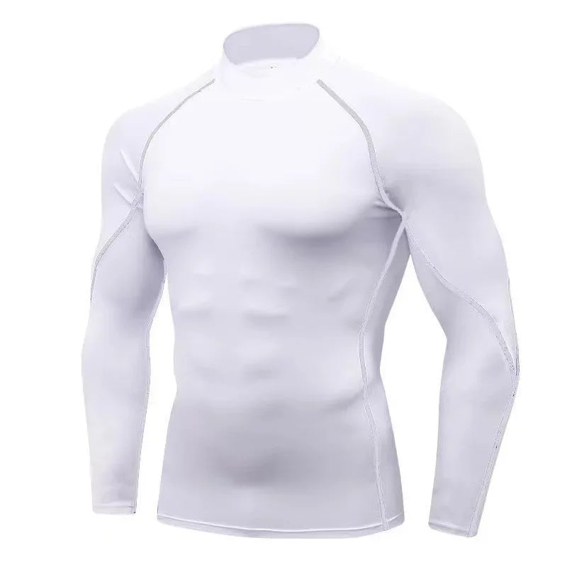 1pcs Men's Long-sleeved Thermal Underwear Male Thin Tight Fitting Fast Dry Elastic Fitness Tops Man Autumn Winter Sprots Wear