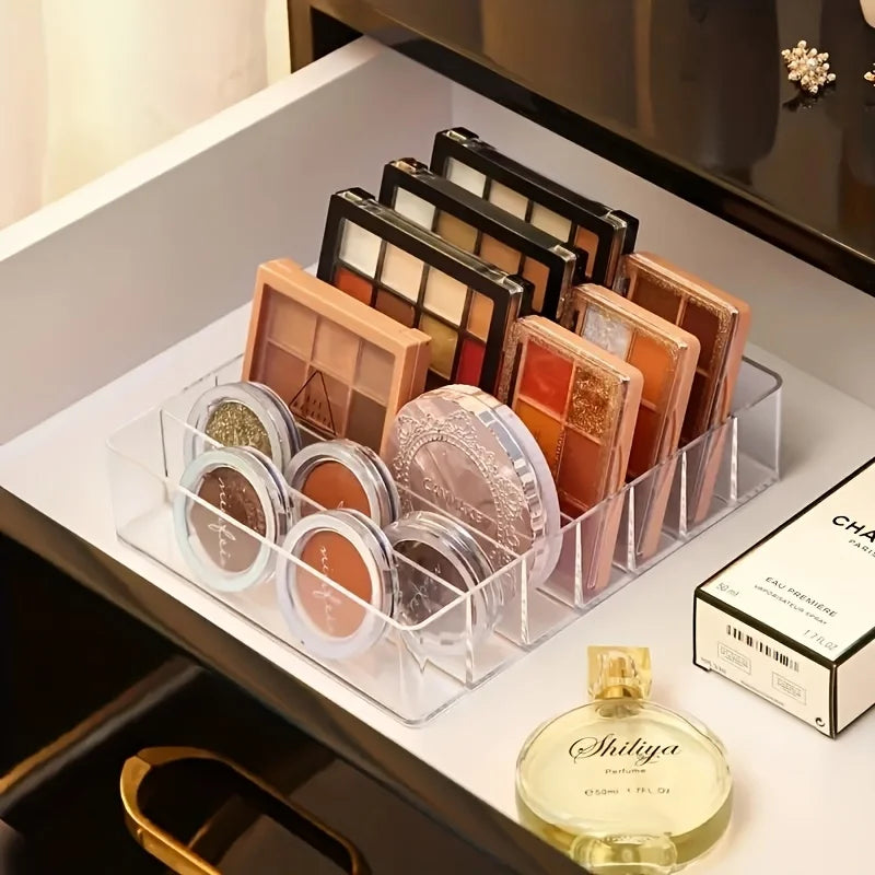 7 Slots Eyeshadow Palette Organizer Clear Acrylic Makeup Storage Rack Compact Powder Holder Drawer Divider for Cosmetics Bins