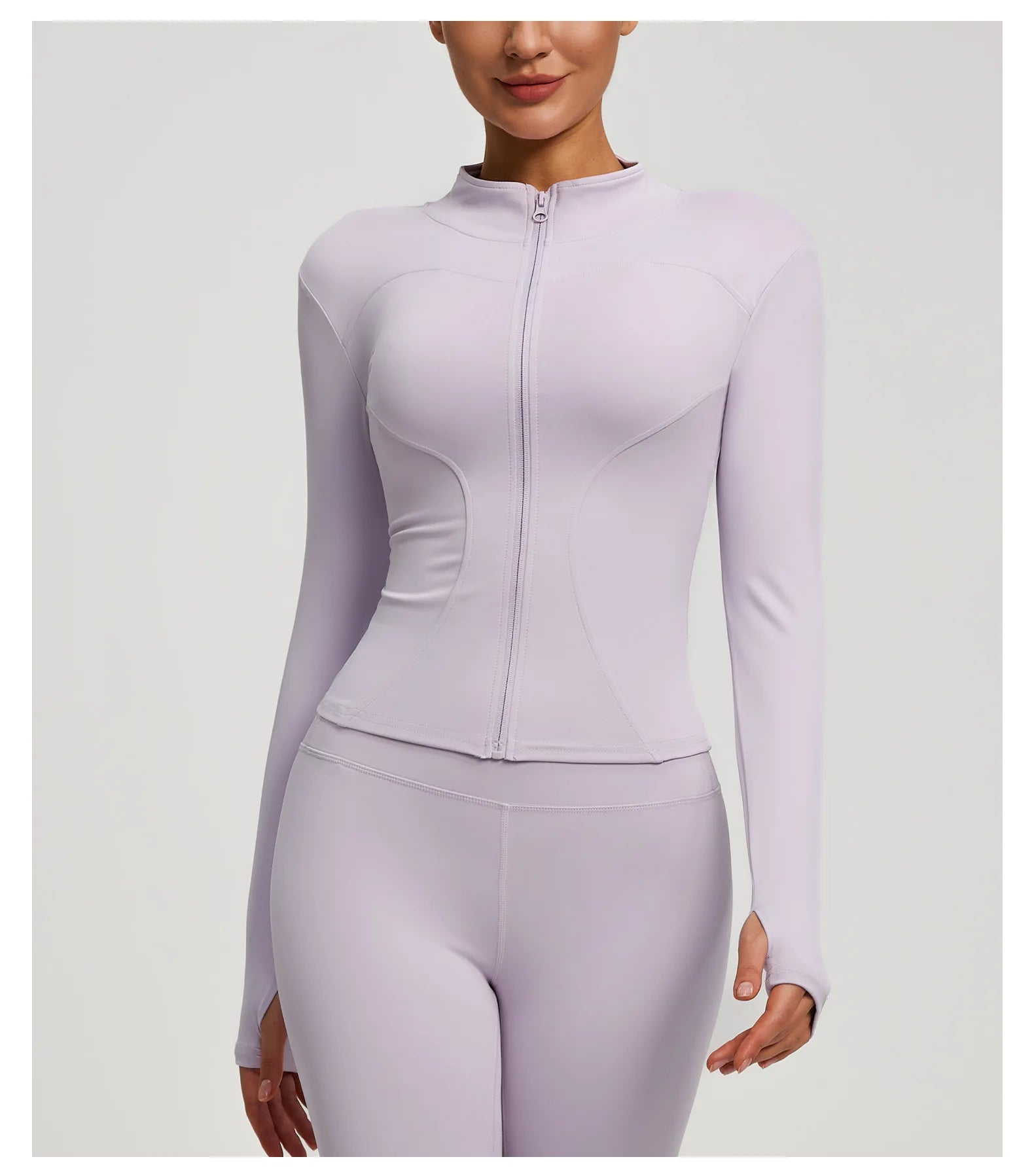 Slim Zipper Jacket Sports Jacket Women's Long Sleeved Tight Fitting Jacket Running Fitness Yoga Suit Top Peach Yoga Coat