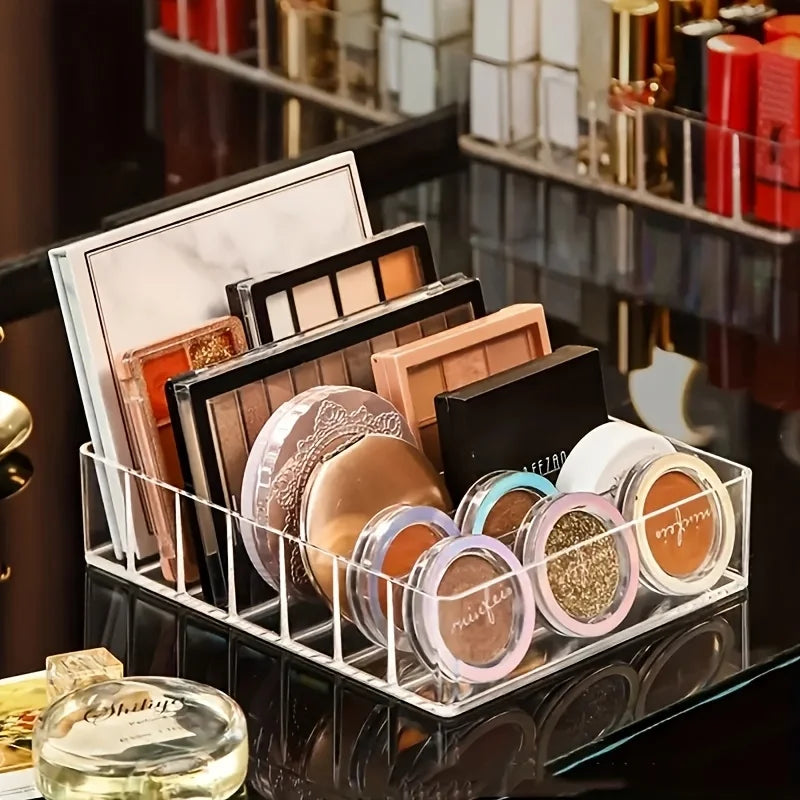 7 Slots Eyeshadow Palette Organizer Clear Acrylic Makeup Storage Rack Compact Powder Holder Drawer Divider for Cosmetics Bins