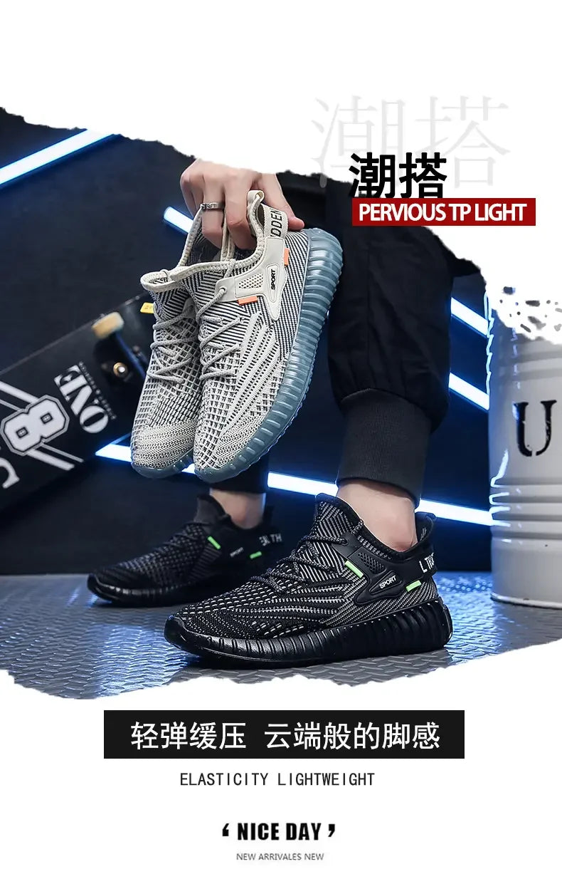 Sports Men's Running Shoes Summer New Classic Breathable Casual Running Breathable Mesh Shock-absorbing Black Tennis Shoes