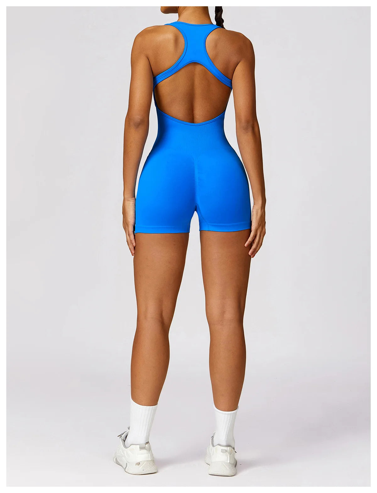 Seamless Gym Sport Short Jumpsuit Women Romper Hollow Backless Scrunch Sexy Monkeys One Piece Outfit Fitness Overalls Playsuit