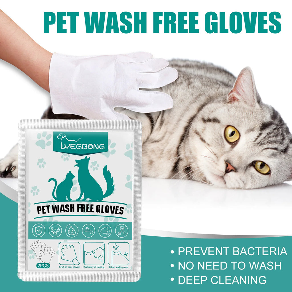Hygienic Pet Disposable Wash Gloves Hand Free Instant Deodorizing Professional Cleaning Dry Bathing Cat Dog High Quality Pet