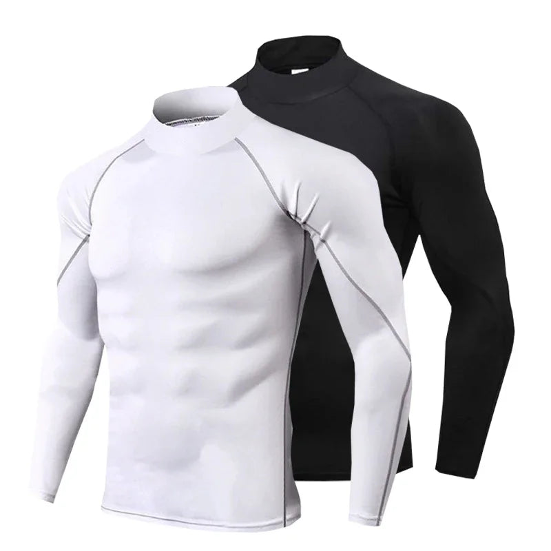 1pcs Men's Long-sleeved Thermal Underwear Male Thin Tight Fitting Fast Dry Elastic Fitness Tops Man Autumn Winter Sprots Wear