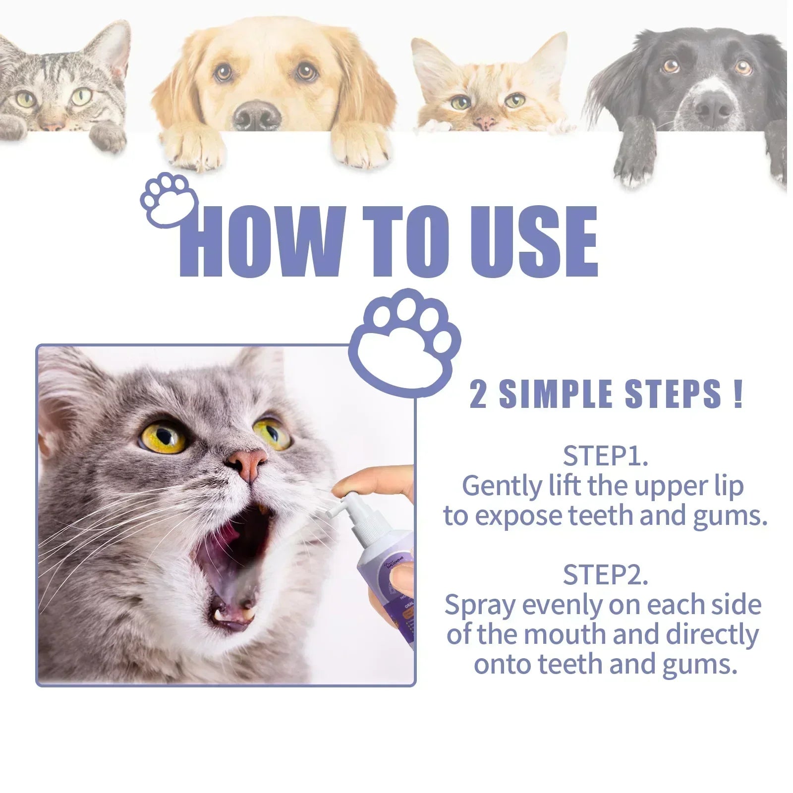 50mlPet Oral Cleanse Spray Dogs Cats Teeth Clean Deodorant Prevent Calculus Remove Kitten Bad Breath Pet Supplies Freshen Breath