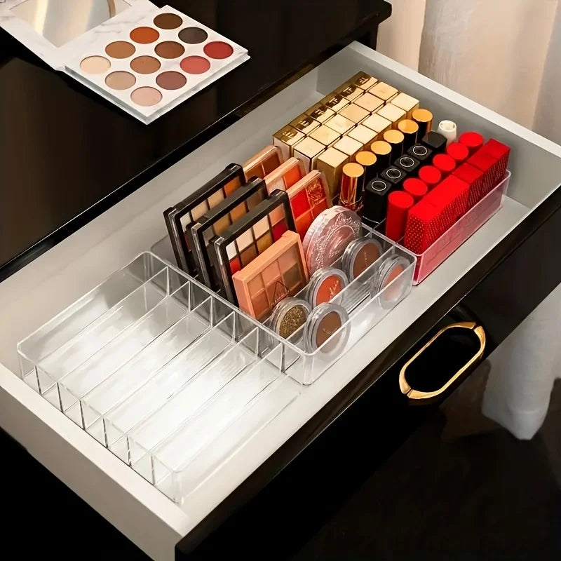 7 Slots Eyeshadow Palette Organizer Clear Acrylic Makeup Storage Rack Compact Powder Holder Drawer Divider for Cosmetics Bins