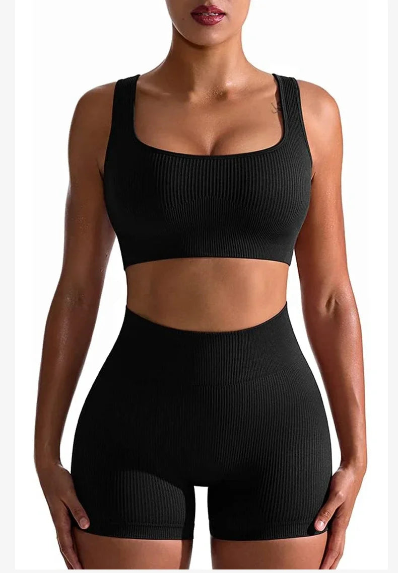 Women Sexy Fitness Yoga Bra Backless Navel Exposed Vest Seamless Thread Knit Solid Sports Bra Gym Outdoor Trainning Sports Bra
