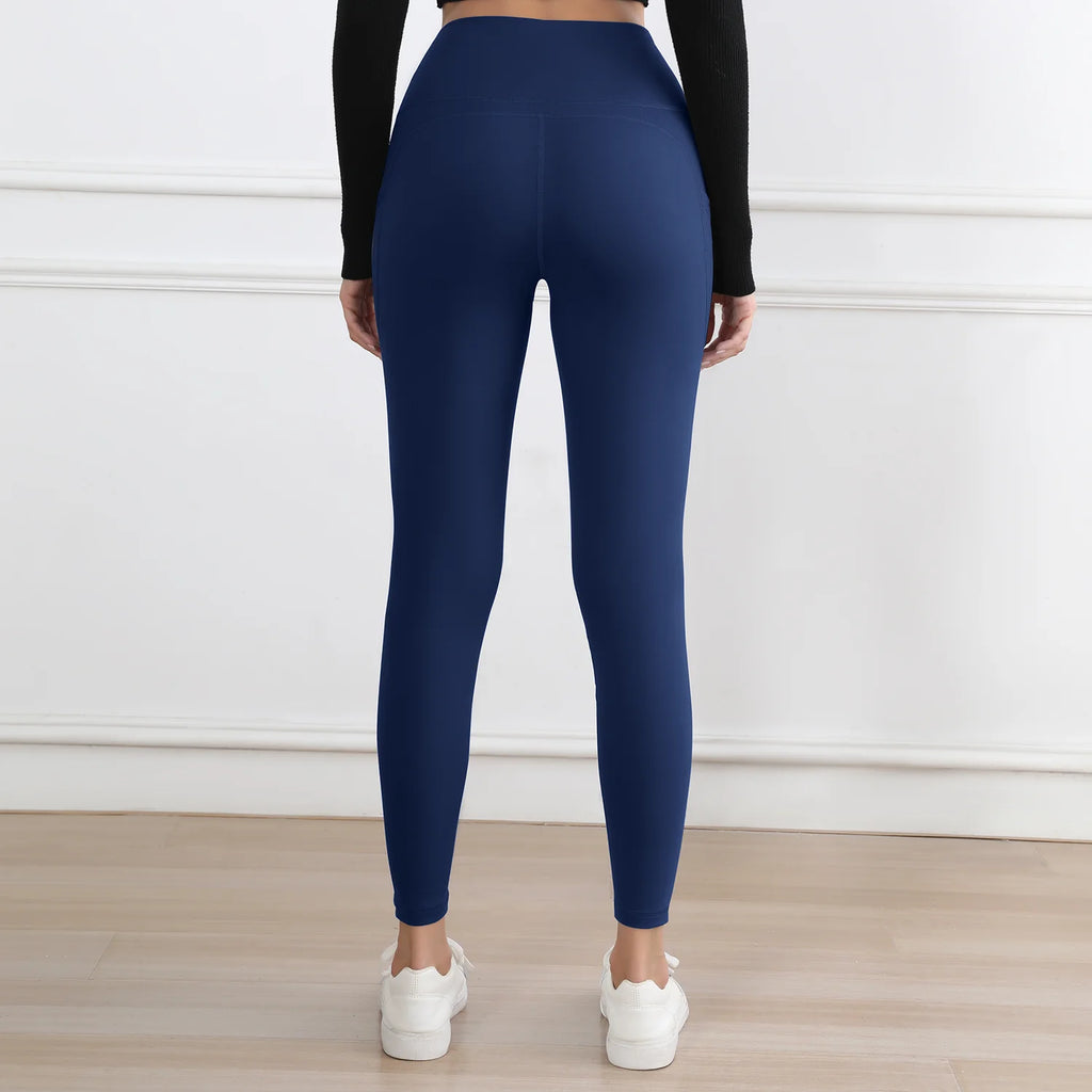 Women Leggings with Pockets Tummy Control Solid Color Fitness Tights Butt Lifting Workout Leggings Casual Wear