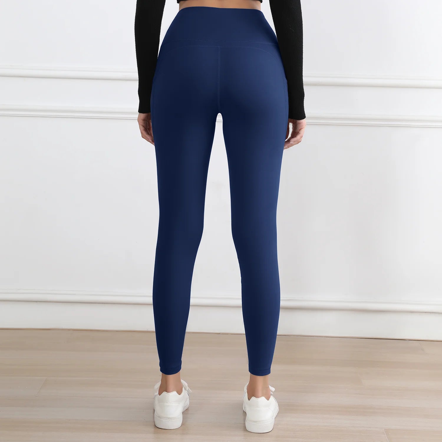 Women Leggings with Pockets Tummy Control Solid Color Fitness Tights Butt Lifting Workout Leggings Casual Wear