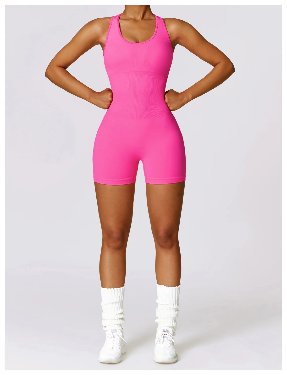 Seamless Gym Sport Short Jumpsuit Women Romper Hollow Backless Scrunch Sexy Monkeys One Piece Outfit Fitness Overalls Playsuit