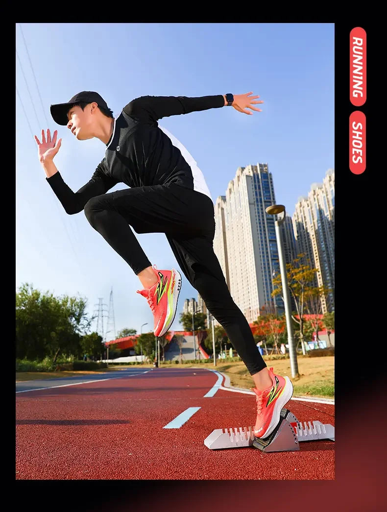 Sports and leisure shoes, men's shoes, marathon oversized air cushioned shoes, fly woven all season rubber, wear-resistant, anti