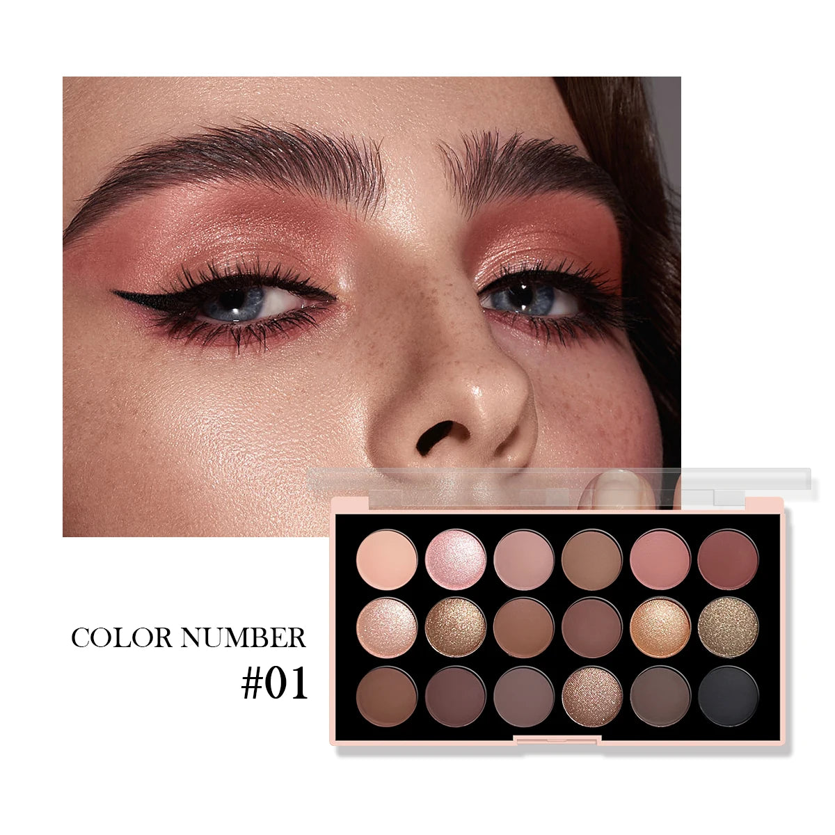 18-color eyeshadow palette, earth tone, European and American eyeshadow, matte and shimmer, versatile makeup
