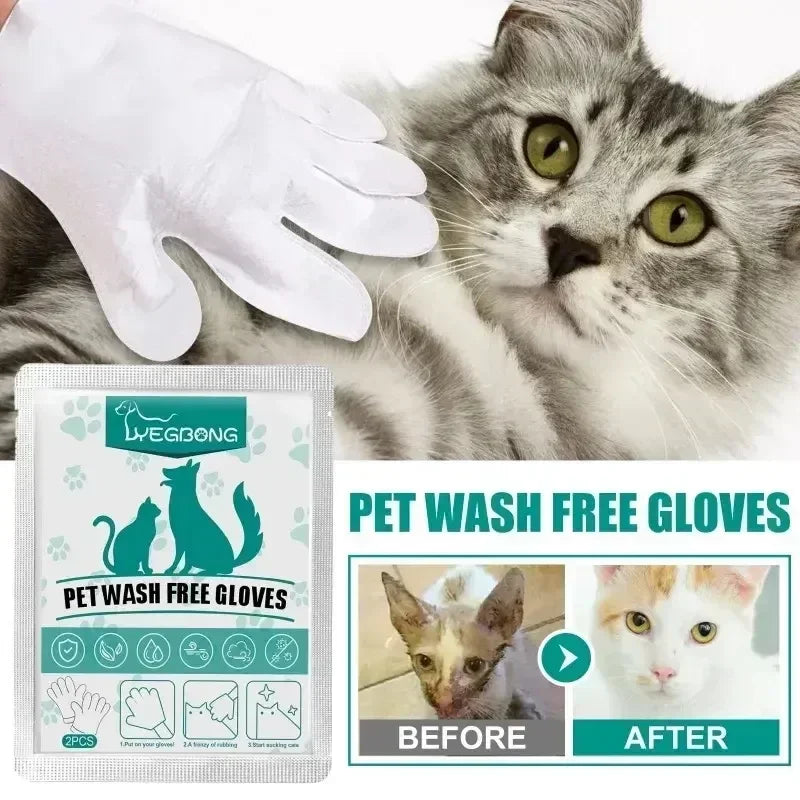 Hygienic Pet Disposable Wash Gloves Hand Free Instant Deodorizing Professional Cleaning Dry Bathing Cat Dog High Quality Pet