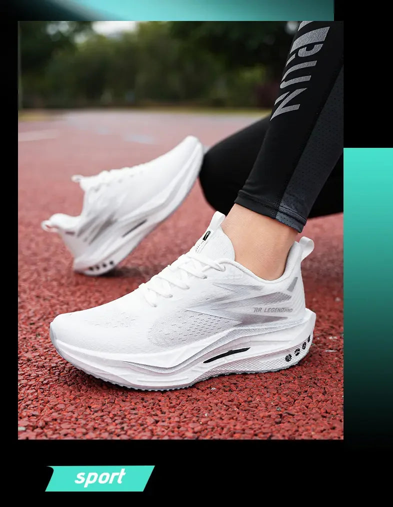 Sports and leisure shoes, men's shoes, marathon oversized air cushioned shoes, fly woven all season rubber, wear-resistant, anti