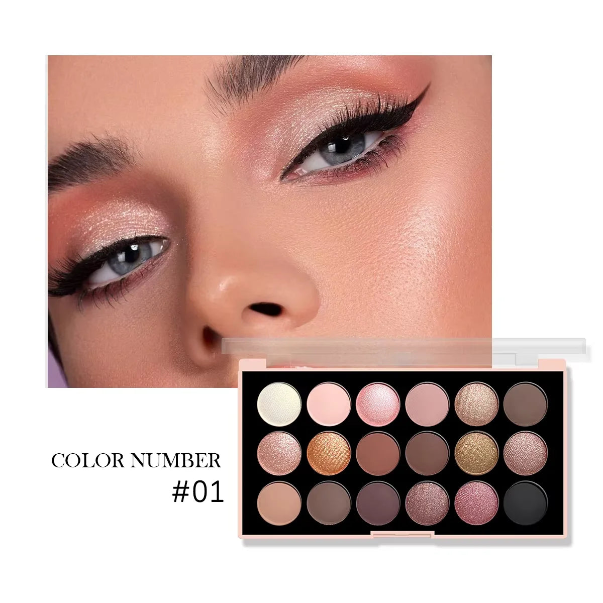 18-color eyeshadow palette, earth tone, European and American eyeshadow, matte and shimmer, versatile makeup