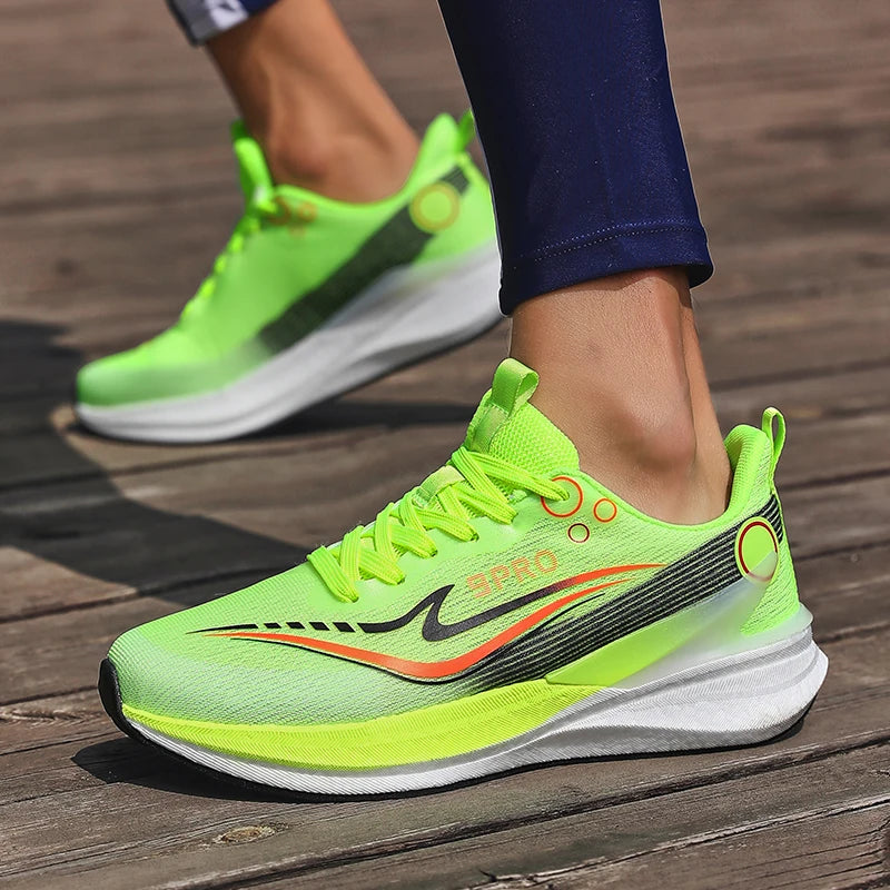 Sports Men Running Shoes Carbon Board Speciality Marathon Breathable Lightweight Women's Comfortable Nonskid Casual Sneakers New