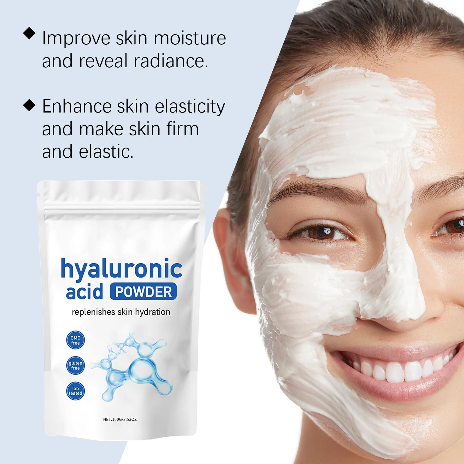 Hyaluronic Acid Facial Mask Powder Moisturize Firming Increase Skin Elasticity Repairing Keratin Brightening Facial Apply Mask