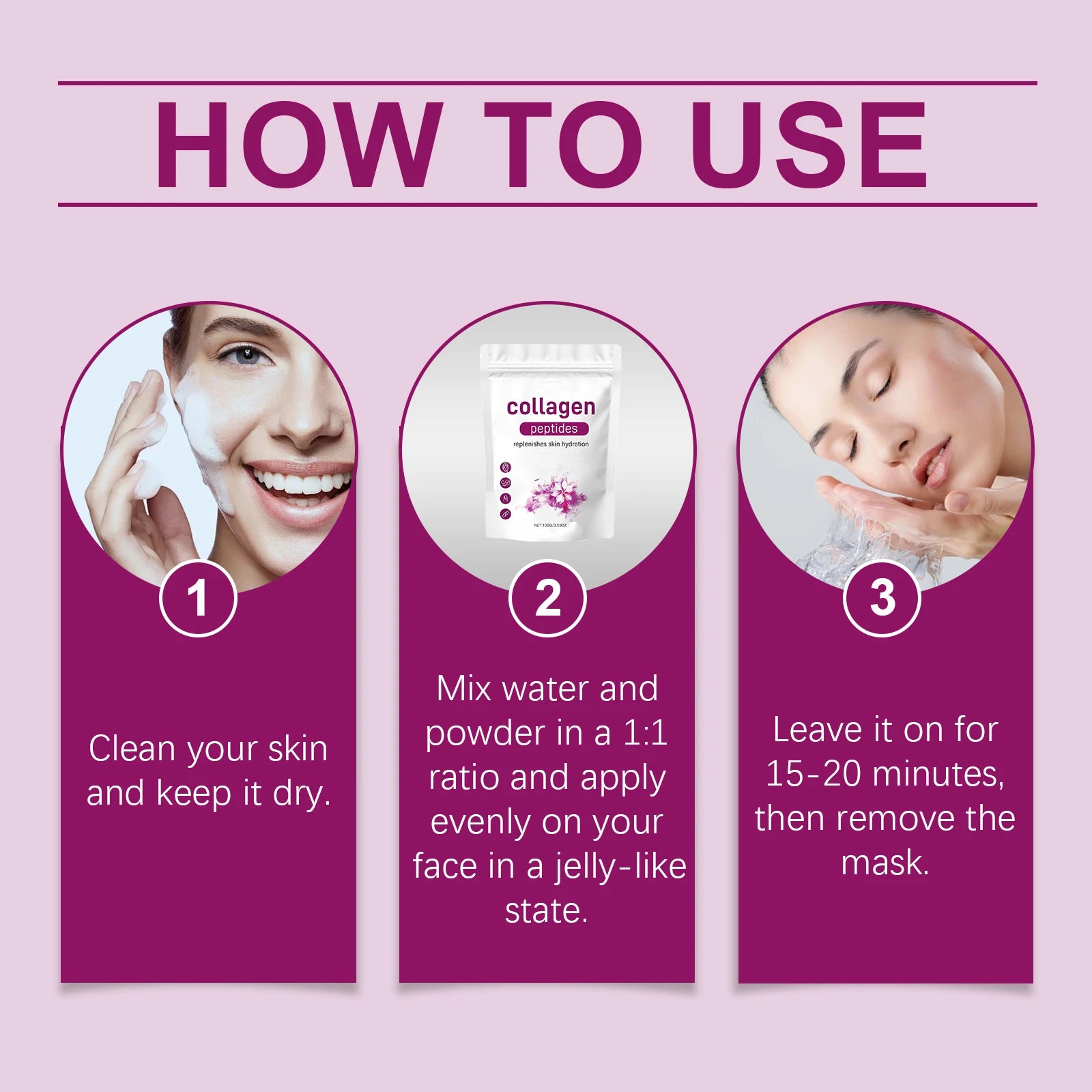 Hyaluronic Acid Facial Mask Powder Moisturize Firming Increase Skin Elasticity Repairing Keratin Brightening Facial Apply Mask
