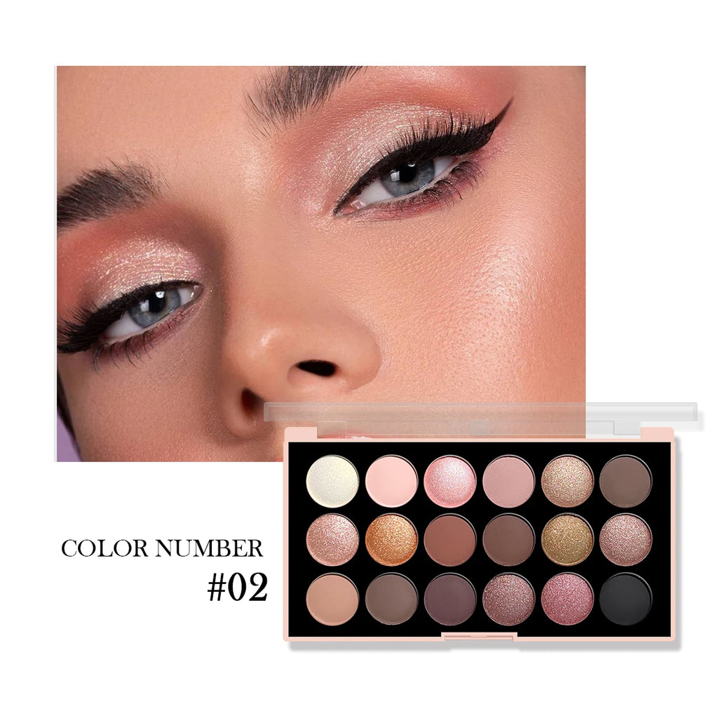 18-color eyeshadow palette, earth tone, European and American eyeshadow, matte and shimmer, versatile makeup