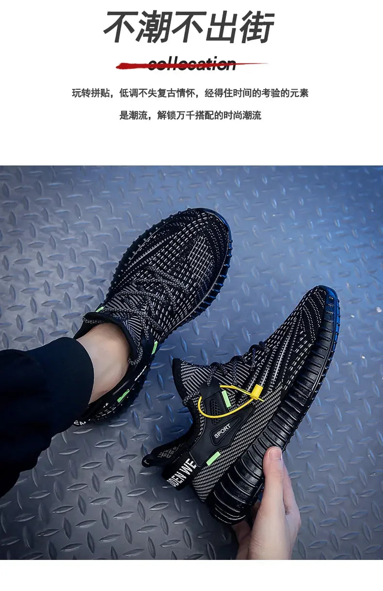 Sports Men's Running Shoes Summer New Classic Breathable Casual Running Breathable Mesh Shock-absorbing Black Tennis Shoes