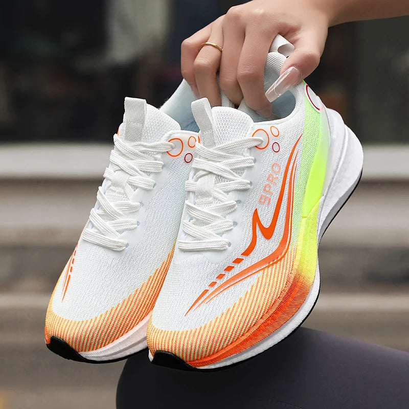 Sports Men Running Shoes Carbon Board Speciality Marathon Breathable Lightweight Women's Comfortable Nonskid Casual Sneakers New