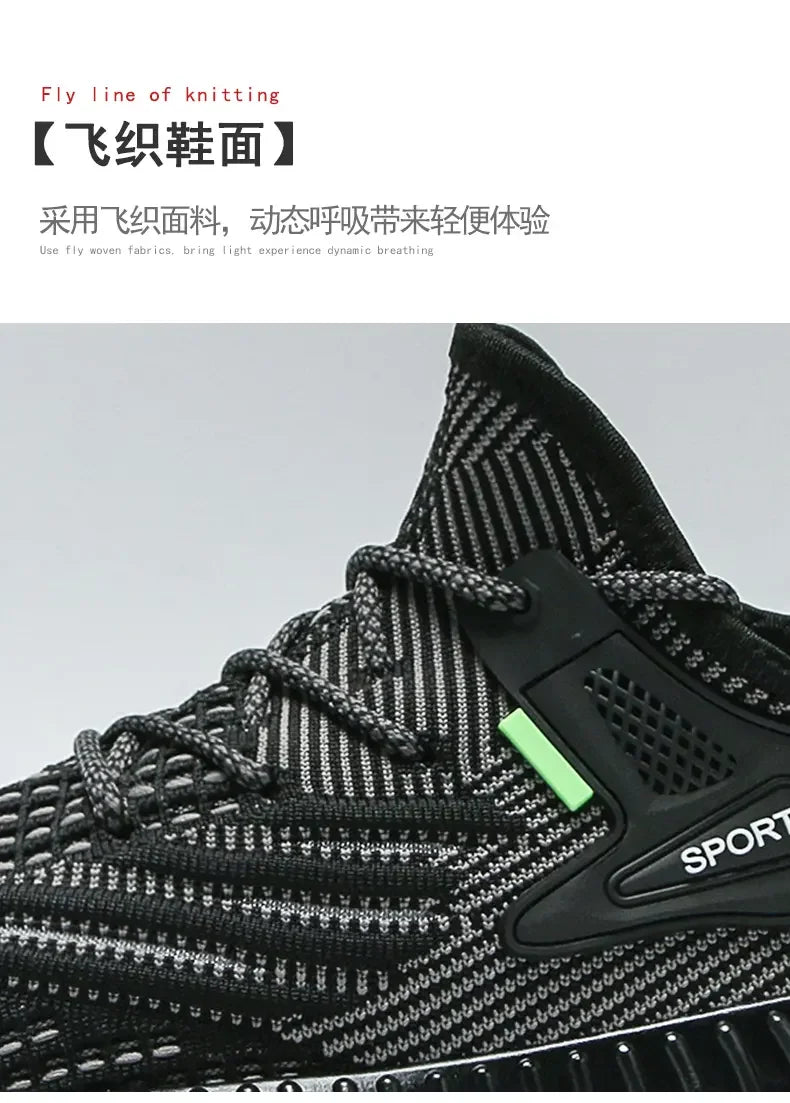 Sports Men's Running Shoes Summer New Classic Breathable Casual Running Breathable Mesh Shock-absorbing Black Tennis Shoes