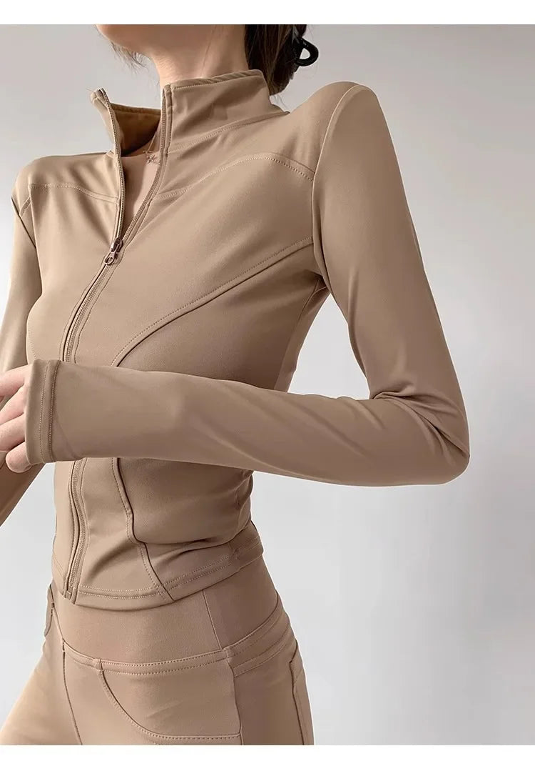 Sun Quick Drying Sports Coat Women's Tight Top Yoga Jacket Long Sleeve Zipper Jacket Running Fitness Women's Jacket S-3XL